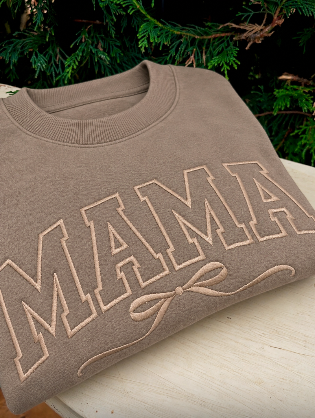 MAMA Bow Script Embroidered Sweatshirt