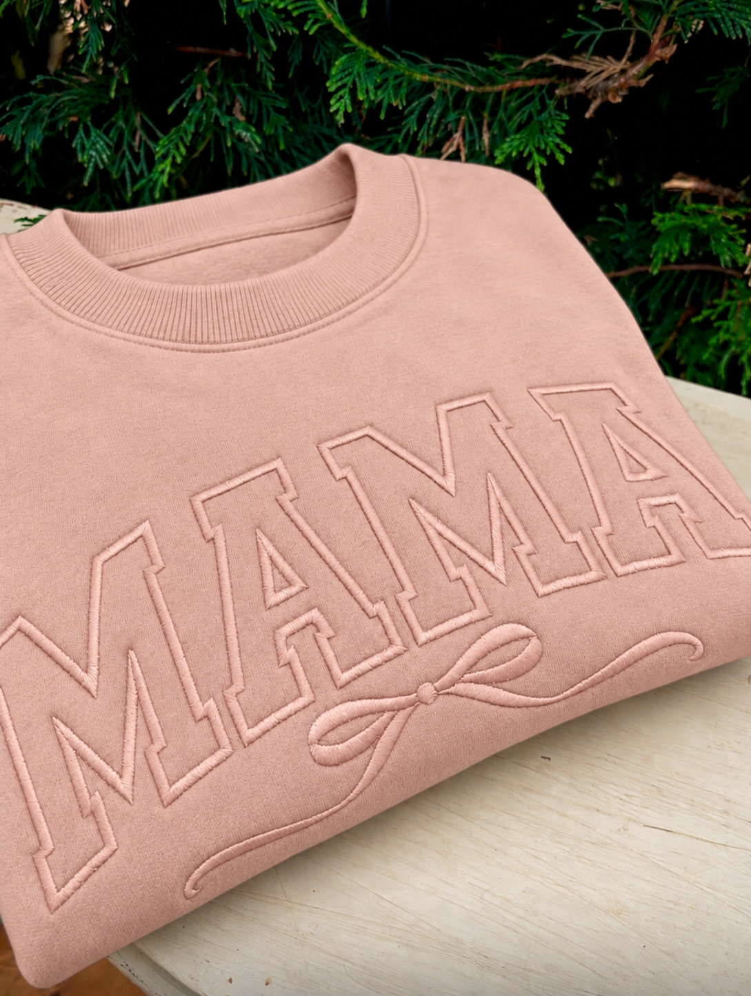 MAMA Bow Script Embroidered Sweatshirt